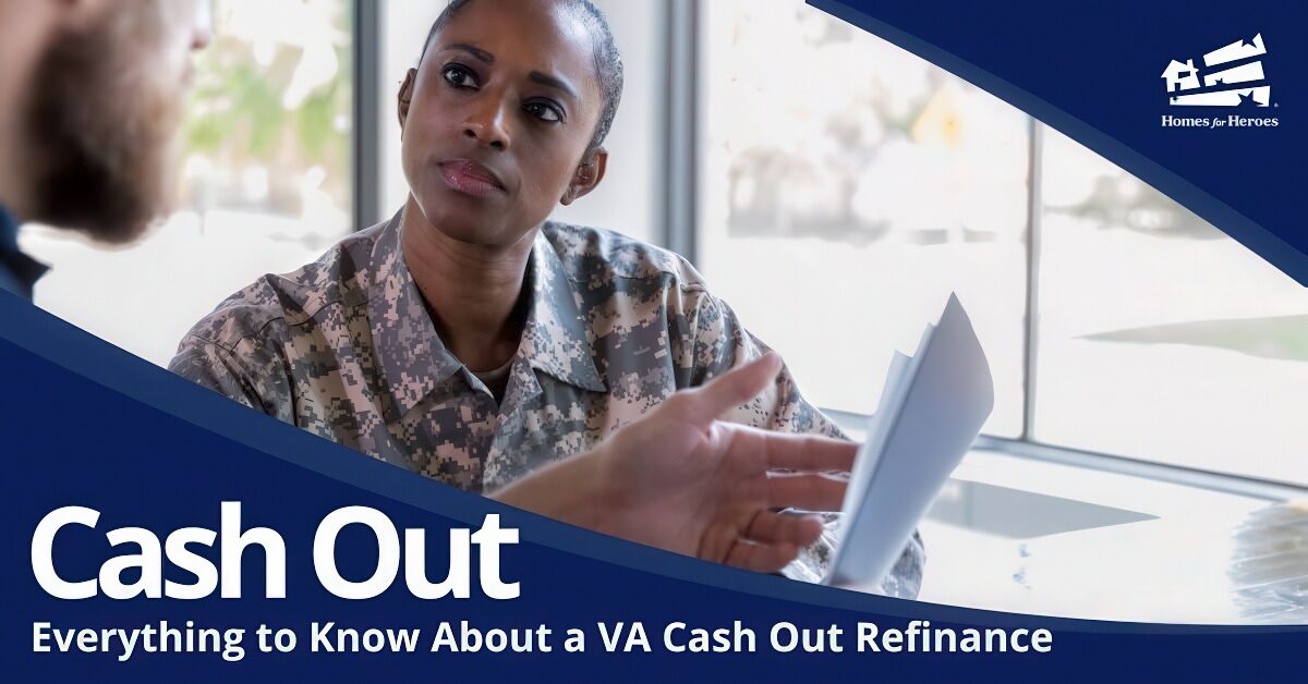 attentive female military veteran listens to mortgage specialist about her va cash out refinance Homes for Heroes