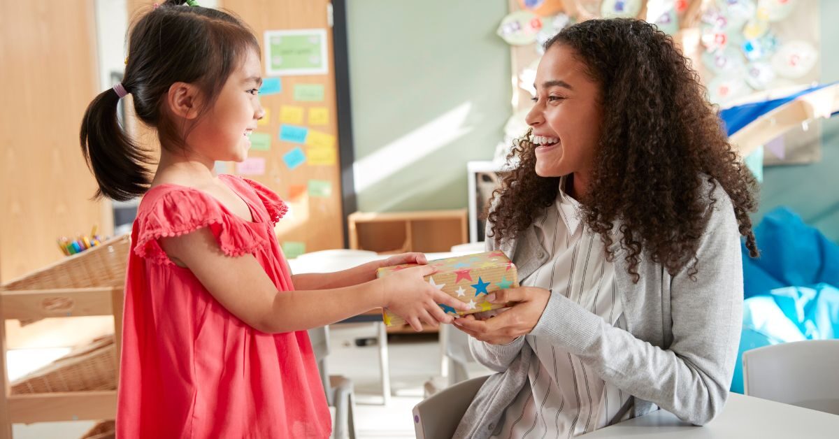 Child shows teacher appreciation teacher thank you gift Homes for Heroes