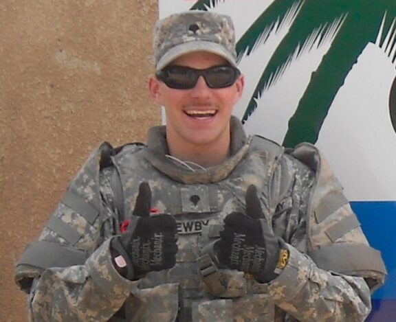 Nick Newby Army uniform outside in front of wall